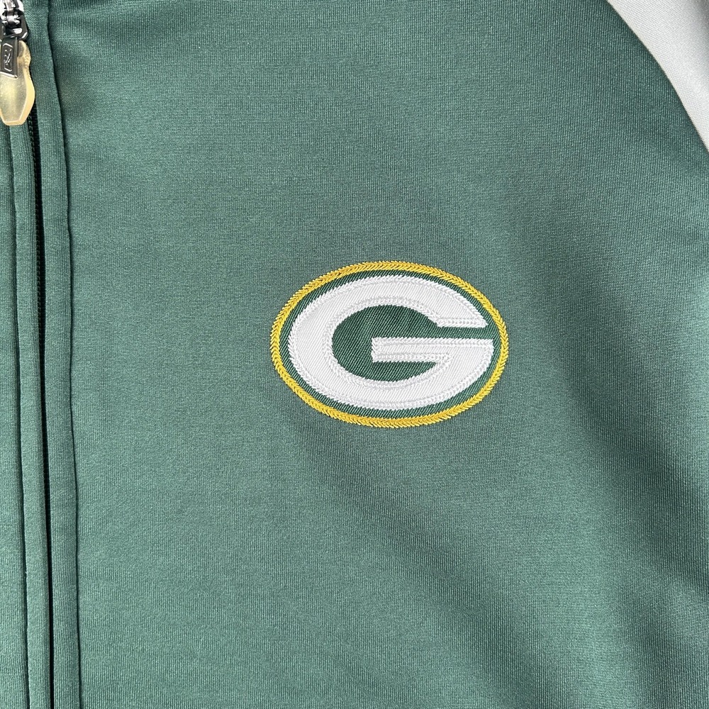 Green Bay Packers Jacket Mens Large Green Gray NFL Football Reebok Hooded Zip - Picture 2 of 16